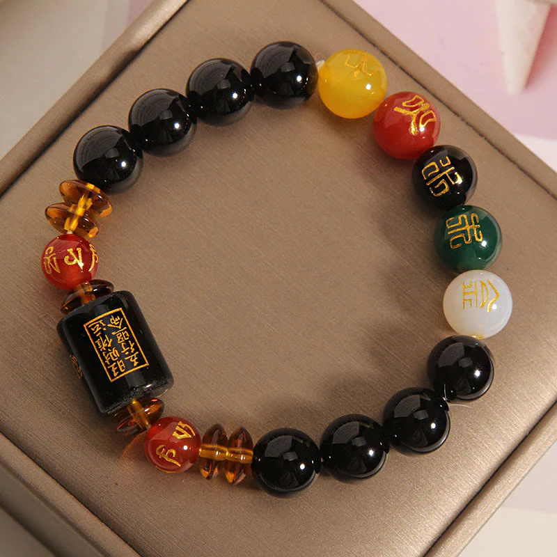 Bracciale Buddha Stones Five Elements Onice Nero Agata Rossa Saggezza Ricchezza - Image 30