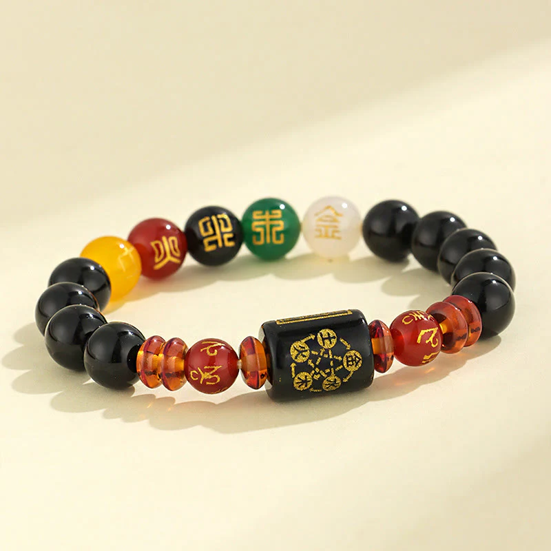 Bracciale Buddha Stones Five Elements Onice Nero Agata Rossa Saggezza Ricchezza - Image 9