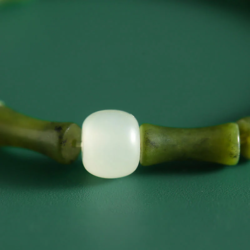 Bracciale Buddha Stones Green Bamboo Jade Pattern Luck Abundance - Image 5