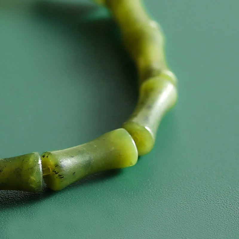 Bracciale Buddha Stones Green Bamboo Jade Pattern Luck Abundance - Image 6