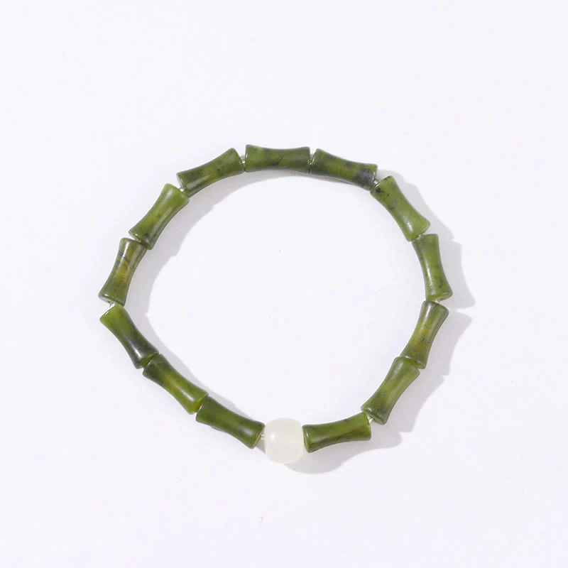 Bracciale Buddha Stones Green Bamboo Jade Pattern Luck Abundance - Image 7