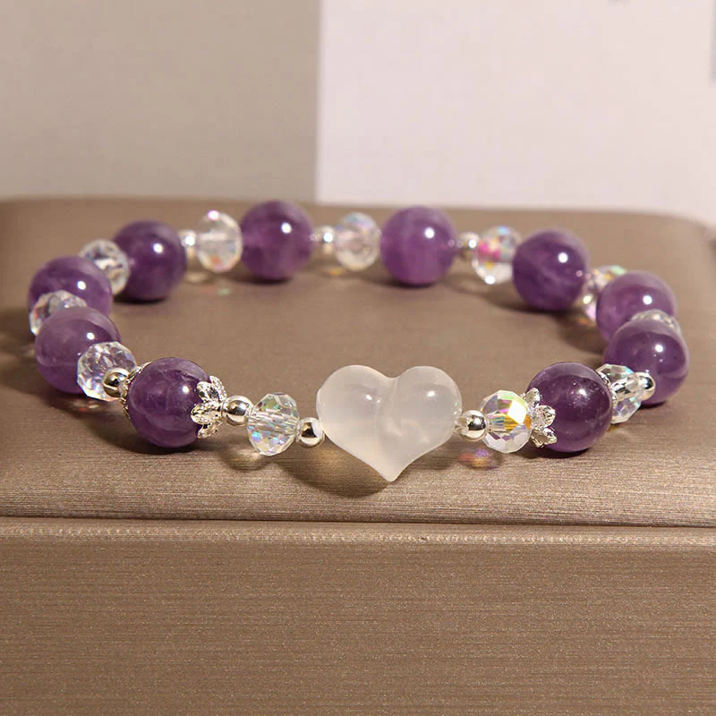 Bracciale Buddha Stones Heart Ametista Agata Bianca