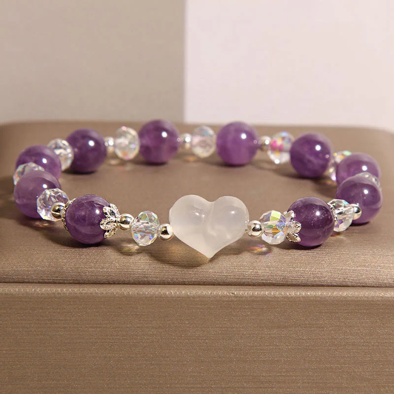 Bracciale Buddha Stones Heart Ametista Agata Bianca - Image 2