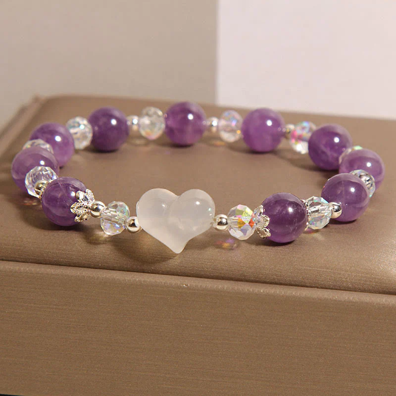 Bracciale Buddha Stones Heart Ametista Agata Bianca - Image 3