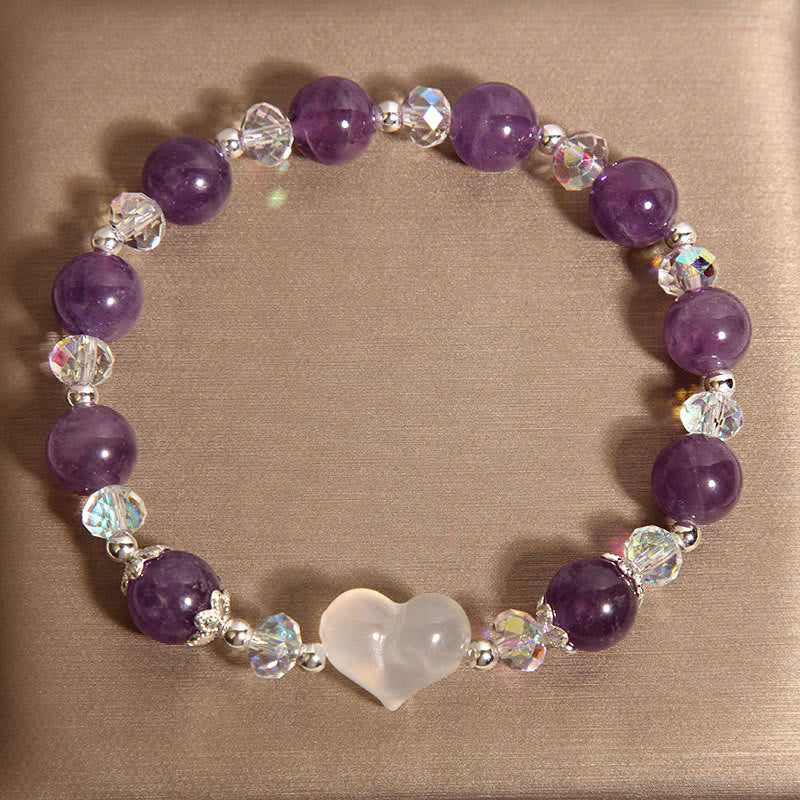 Bracciale Buddha Stones Heart Ametista Agata Bianca - Image 4