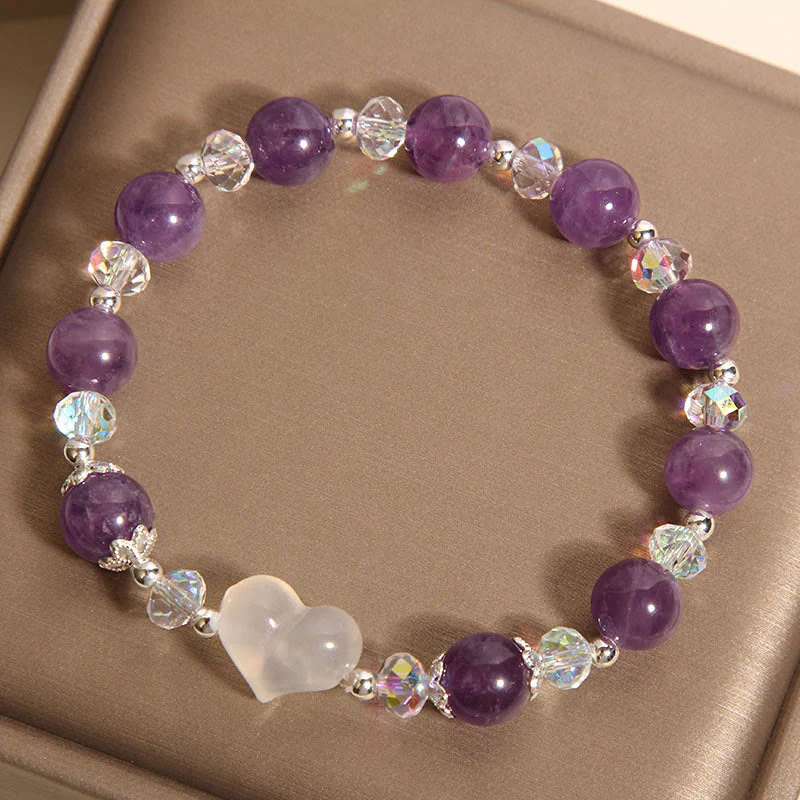 Bracciale Buddha Stones Heart Ametista Agata Bianca - Image 5