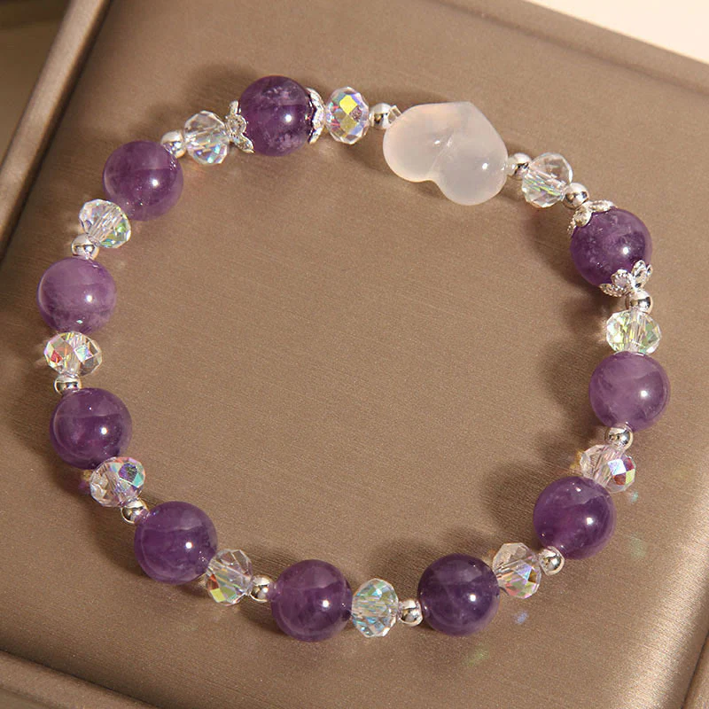 Bracciale Buddha Stones Heart Ametista Agata Bianca - Image 7