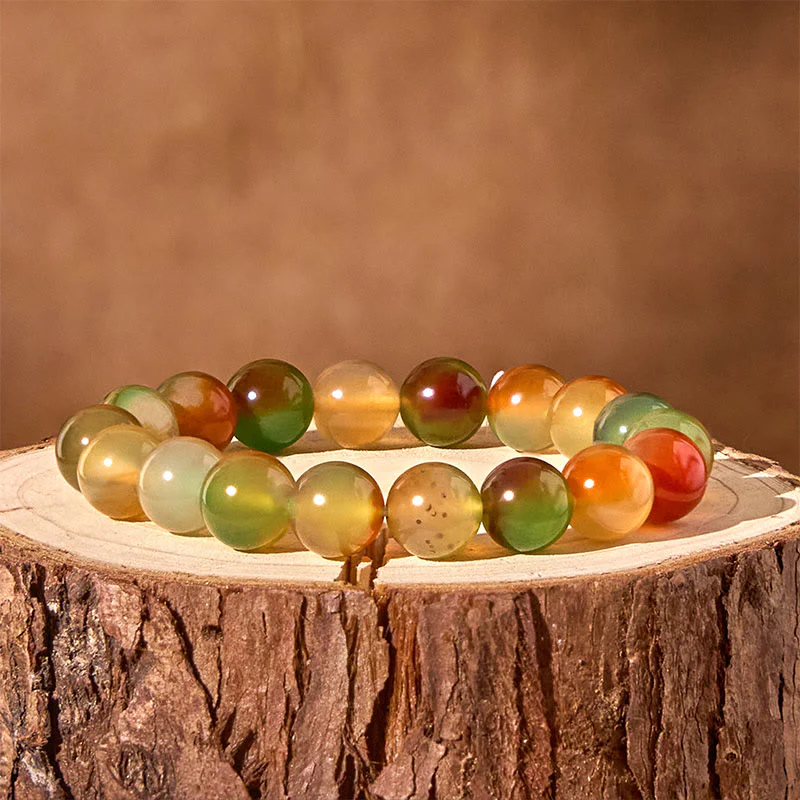 Bracciale Buddha Stones in agata pavone naturale colorata, per la purificazione del coraggio - Image 3