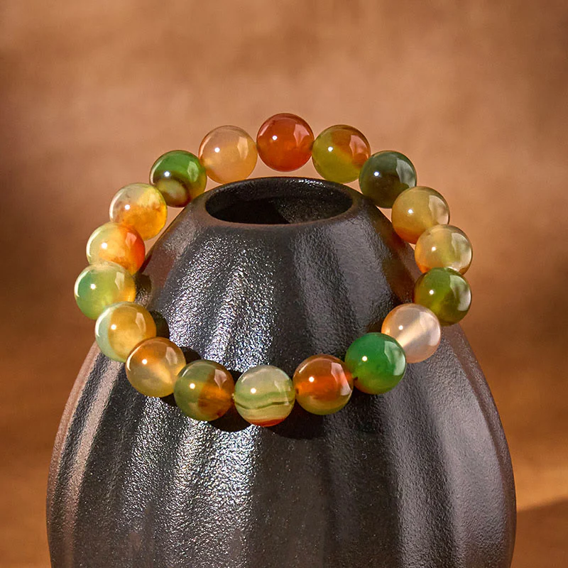 Bracciale Buddha Stones in agata pavone naturale colorata, per la purificazione del coraggio - Image 4