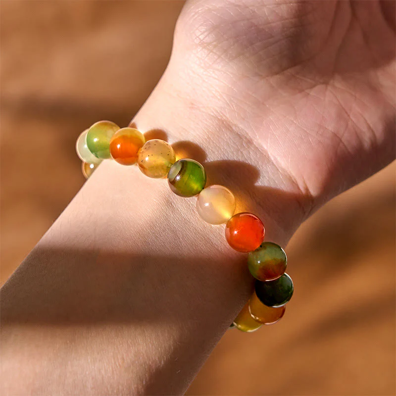 Bracciale Buddha Stones in agata pavone naturale colorata, per la purificazione del coraggio - Image 5