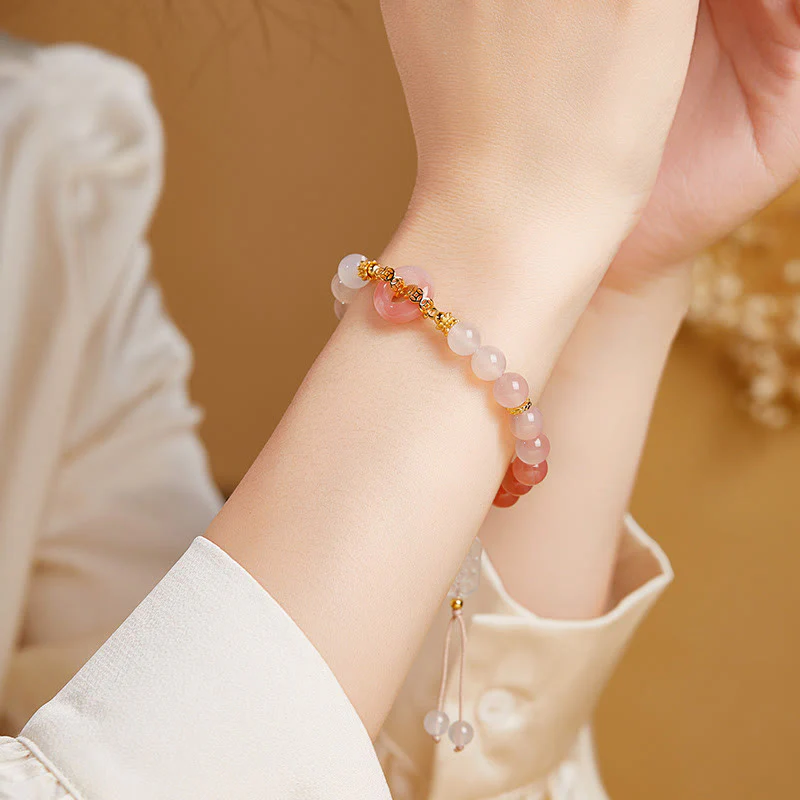 Bracciale Buddha Stones in argento sterling 925 con agata rossa e calcedonio bianco e fibbia per la pace e la fiducia - Image 11