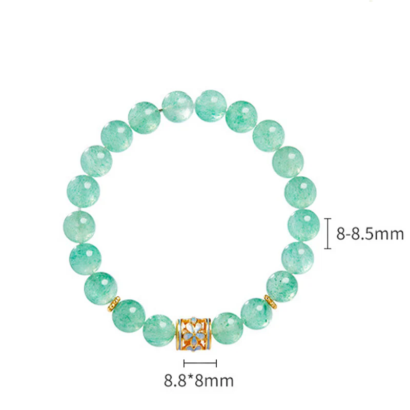 Bracciale Buddha Stones in argento sterling 925 con quarzo fragola verde e fiore calmo - Image 10