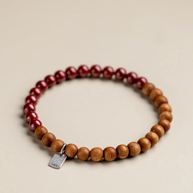 Bracciale Buddha Stones in argento sterling 925, legno di pesca, cinabro, allontana gli spiriti maligni - Image 10