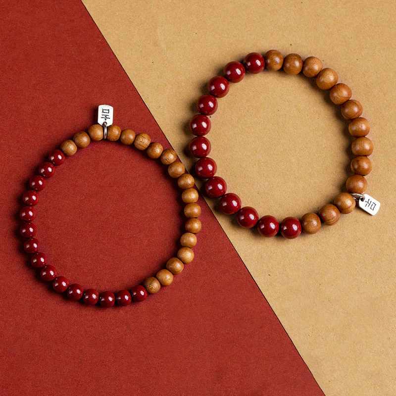 Bracciale Buddha Stones in argento sterling 925, legno di pesca, cinabro, allontana gli spiriti maligni - Image 3