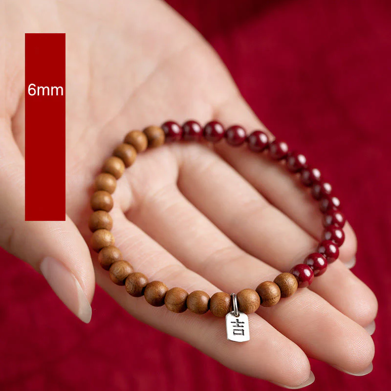 Bracciale Buddha Stones in argento sterling 925, legno di pesca, cinabro, allontana gli spiriti maligni - Image 5