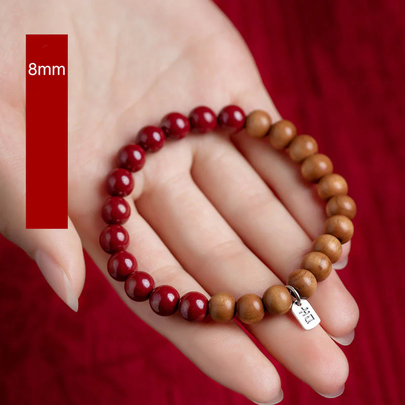 Bracciale Buddha Stones in argento sterling 925, legno di pesca, cinabro, allontana gli spiriti maligni - Image 6