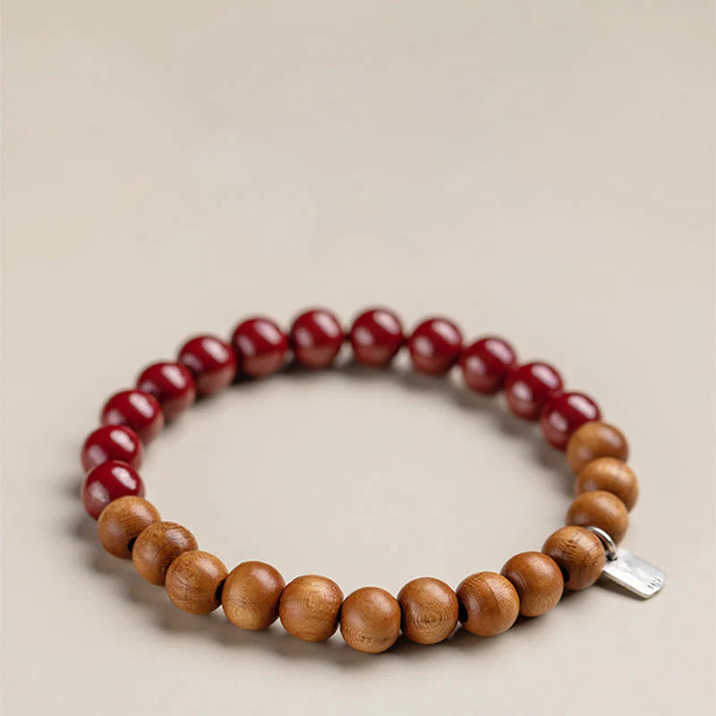 Bracciale Buddha Stones in argento sterling 925, legno di pesca, cinabro, allontana gli spiriti maligni - Image 9