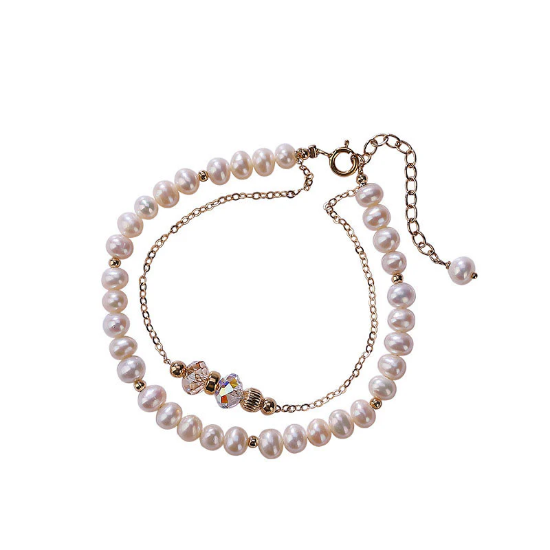 Bracciale Buddha Stones in argento sterling 925 placcato oro 14k con perle naturali e cristalli curativi a doppio strato - Image 10