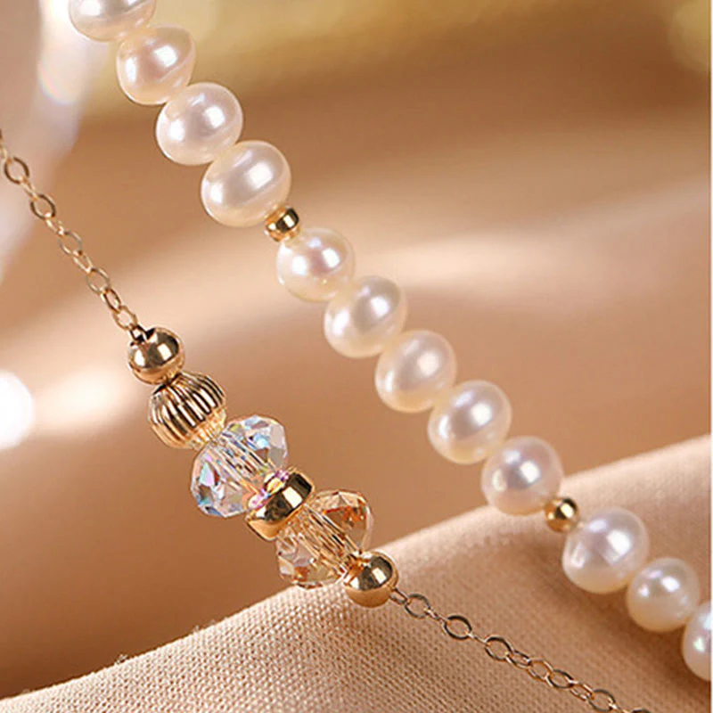 Bracciale Buddha Stones in argento sterling 925 placcato oro 14k con perle naturali e cristalli curativi a doppio strato - Image 5