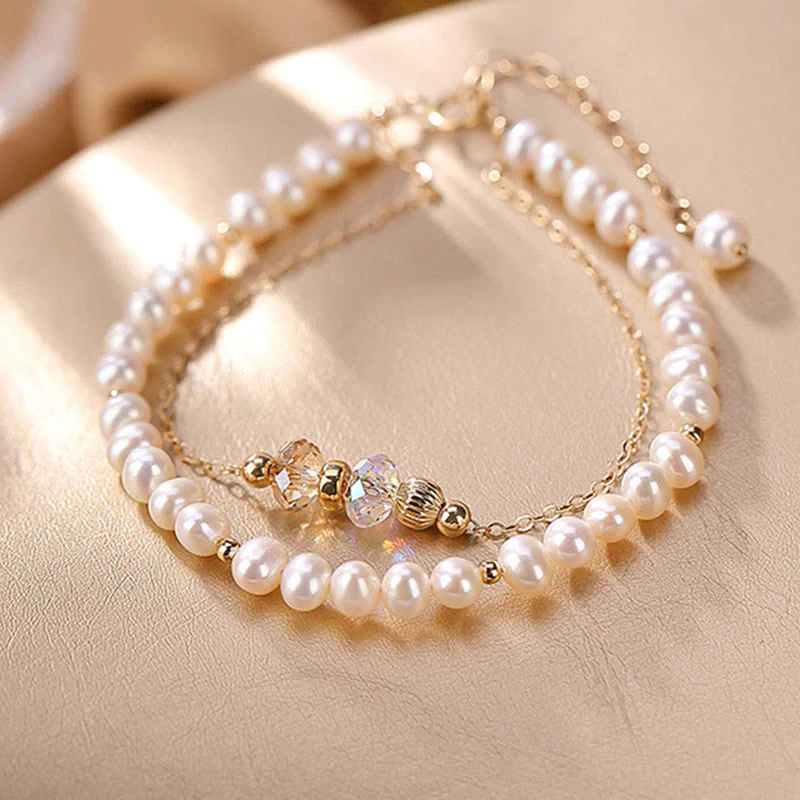 Bracciale Buddha Stones in argento sterling 925 placcato oro 14k con perle naturali e cristalli curativi a doppio strato - Image 8