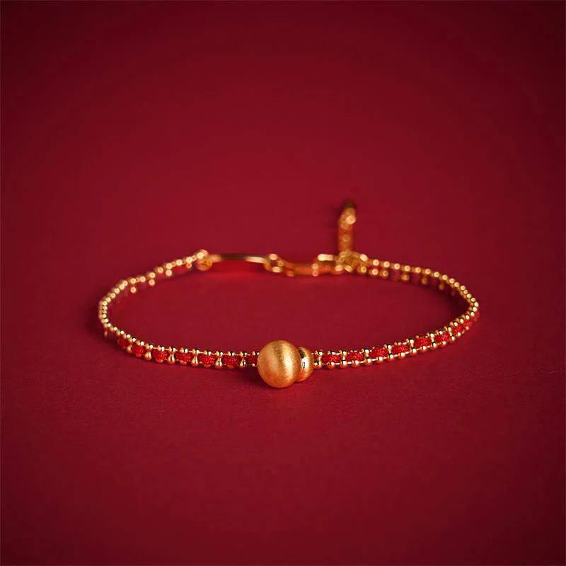 Bracciale Buddha Stones in corda rossa, rame e ottone, zucca, forza e ricchezza - Image 2
