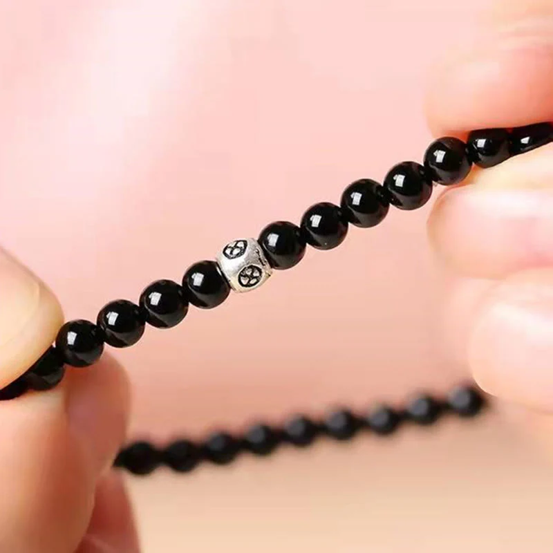 Bracciale Buddha Stones in ossidiana nera naturale e quarzo fumé per la forza di purificazione - Image 10