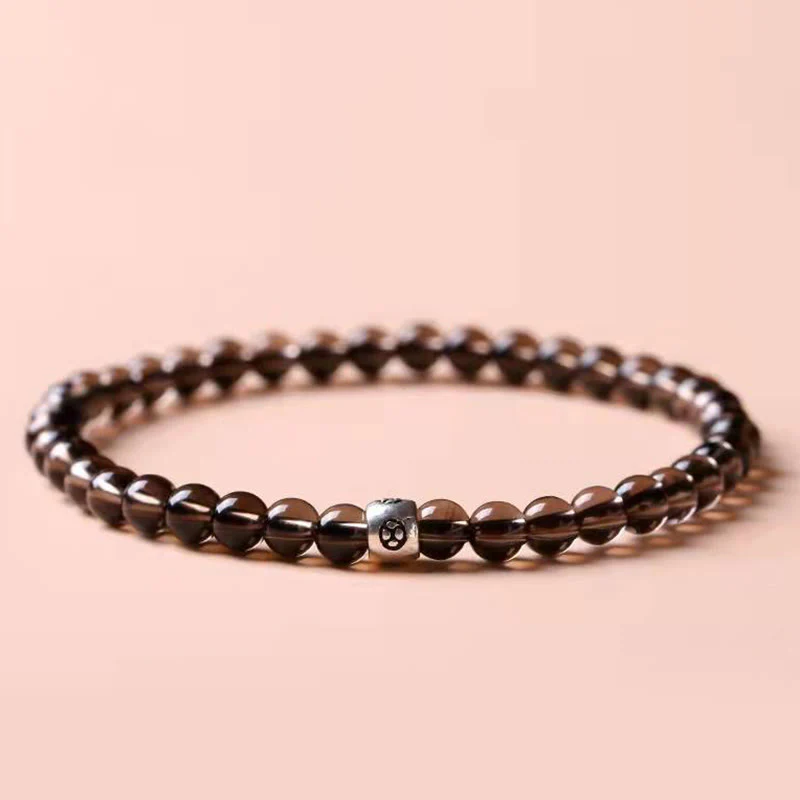 Bracciale Buddha Stones in ossidiana nera naturale e quarzo fumé per la forza di purificazione - Image 14