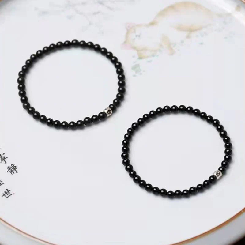 Bracciale Buddha Stones in ossidiana nera naturale e quarzo fumé per la forza di purificazione - Image 7