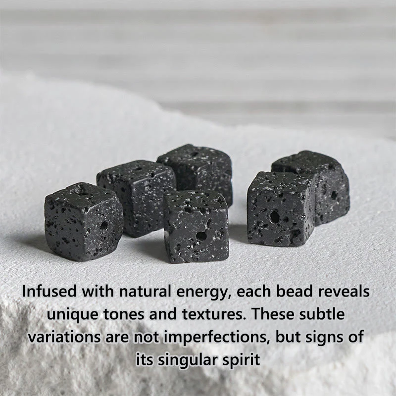Bracciale Buddha Stones in pietra lavica quadrata, onice nero satinato naturale, fortuna - Image 9