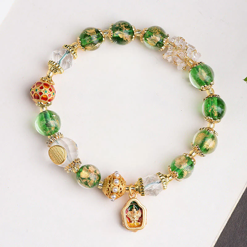 Bracciale Buddha Stones Liuli Glass 925 Sterling Silver Copper Keep Away Evil Spirits