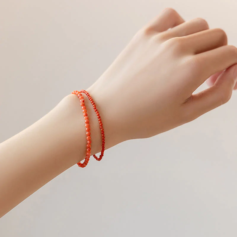 Bracciale Buddha Stones Natural Cherry Persimmon Red Agate Ultra-sottili Perline Confidence - Image 16