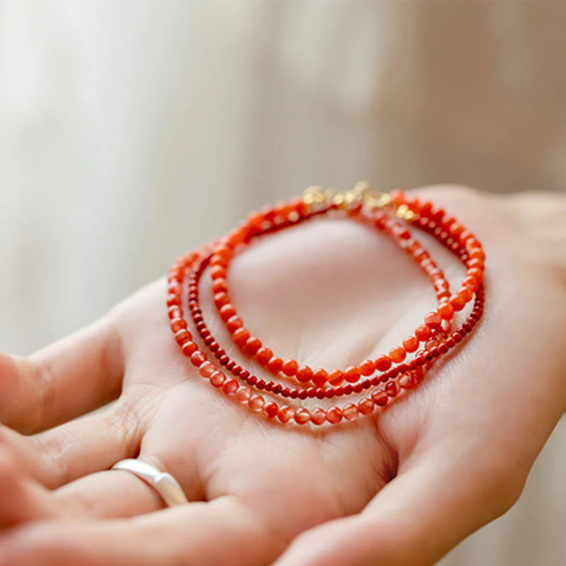 Bracciale Buddha Stones Natural Cherry Persimmon Red Agate Ultra-sottili Perline Confidence - Image 20