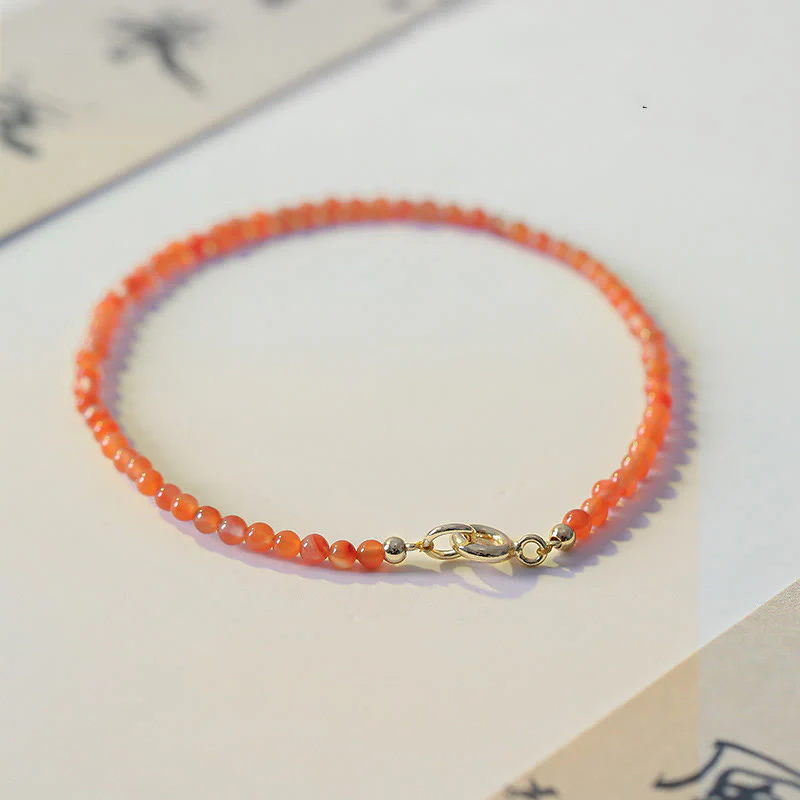 Bracciale Buddha Stones Natural Cherry Persimmon Red Agate Ultra-sottili Perline Confidence - Image 3