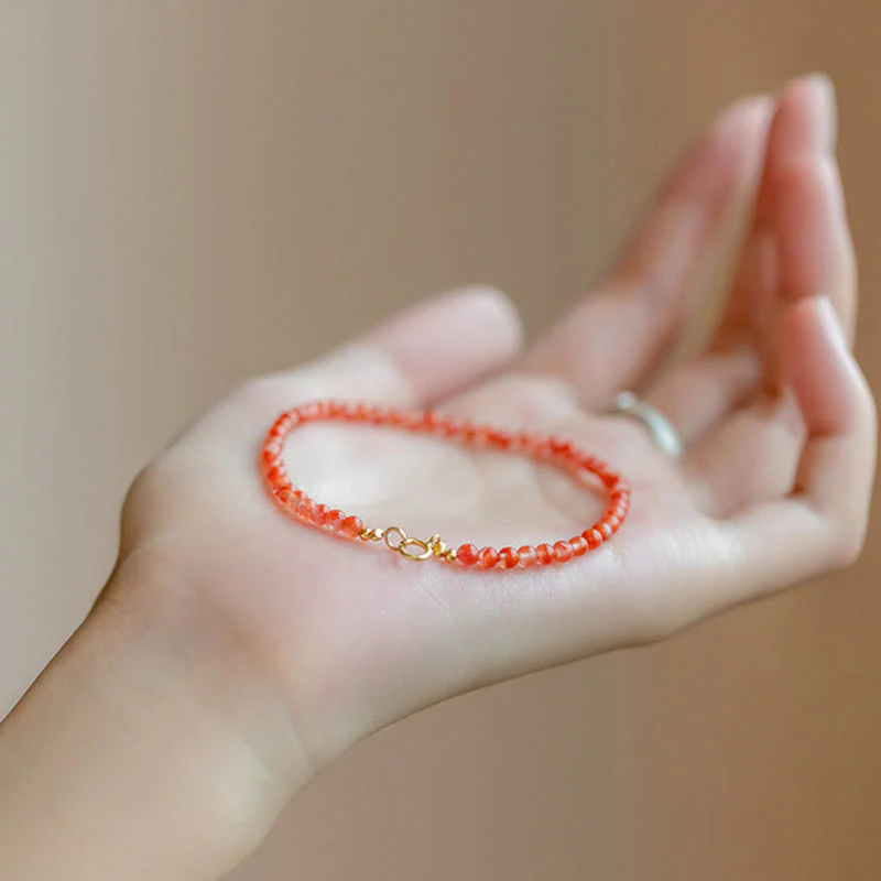 Bracciale Buddha Stones Natural Cherry Persimmon Red Agate Ultra-sottili Perline Confidence - Image 4