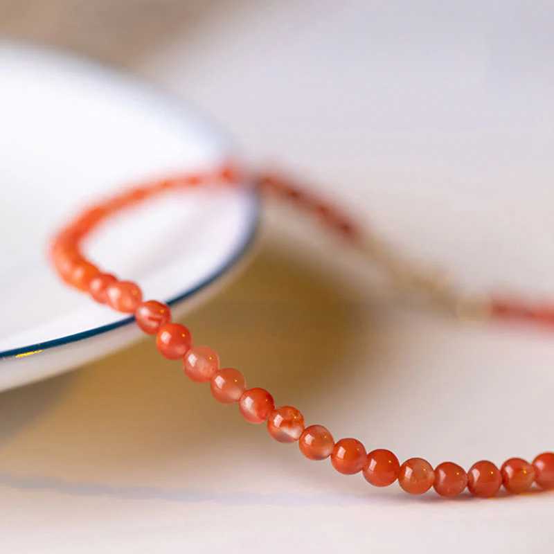 Bracciale Buddha Stones Natural Cherry Persimmon Red Agate Ultra-sottili Perline Confidence - Image 9
