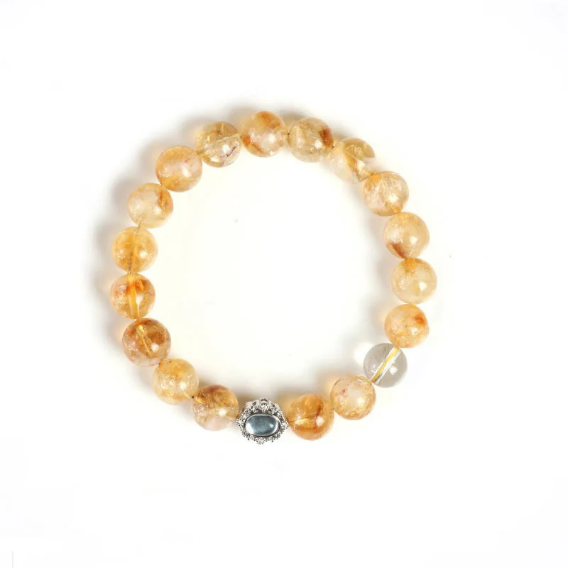 Bracciale Buddha Stones Natural Citrino Rutilato Quarzo Prosperità - Image 5