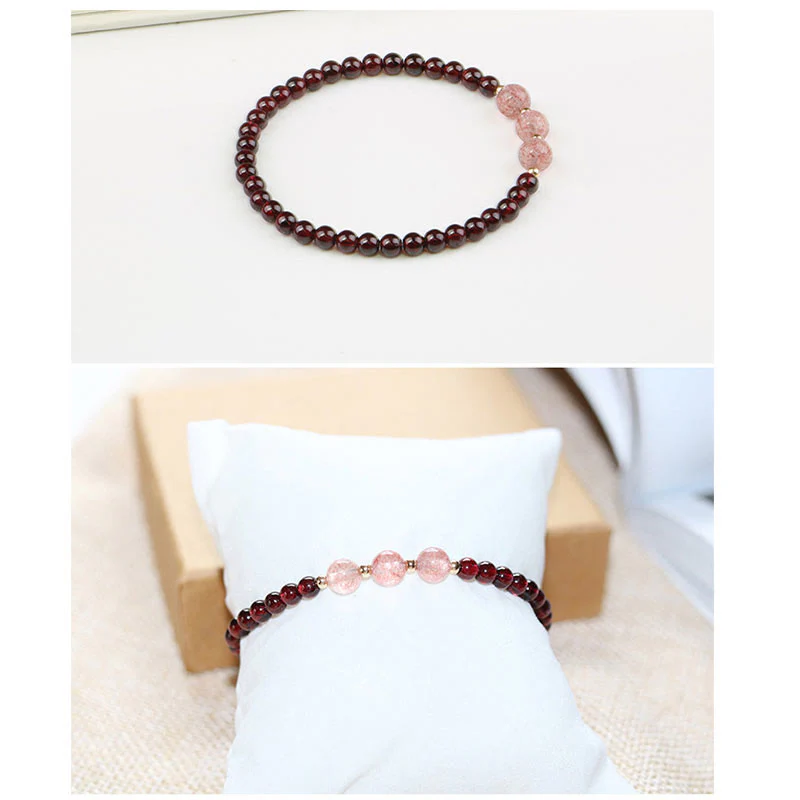 Bracciale Buddha Stones Natural Garnet Strawberry Quartz Calm - Image 15