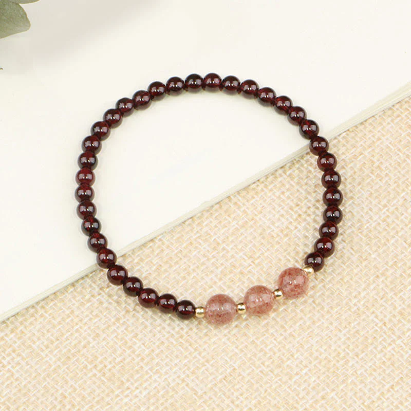 Bracciale Buddha Stones Natural Garnet Strawberry Quartz Calm - Image 7