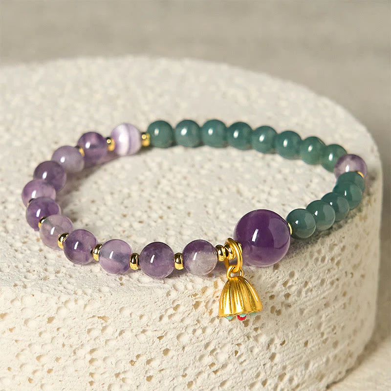 Bracciale Buddha Stones Natural Lotus Ametista Giada