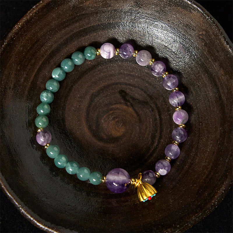 Bracciale Buddha Stones Natural Lotus Ametista Giada - Image 3