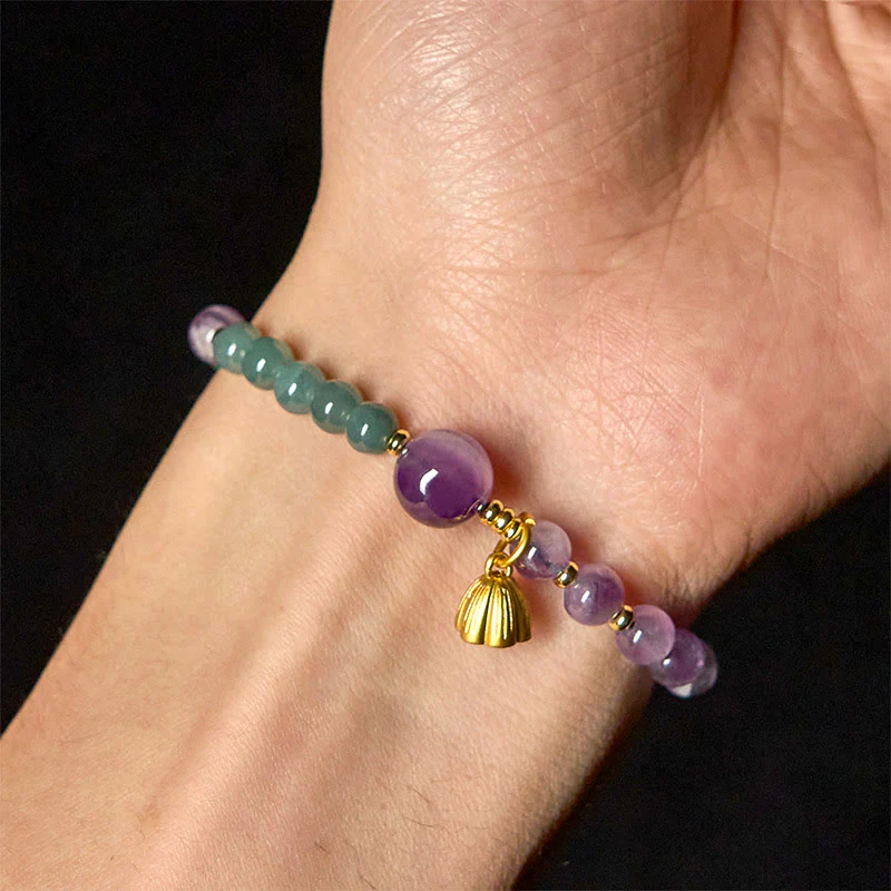 Bracciale Buddha Stones Natural Lotus Ametista Giada - Image 4