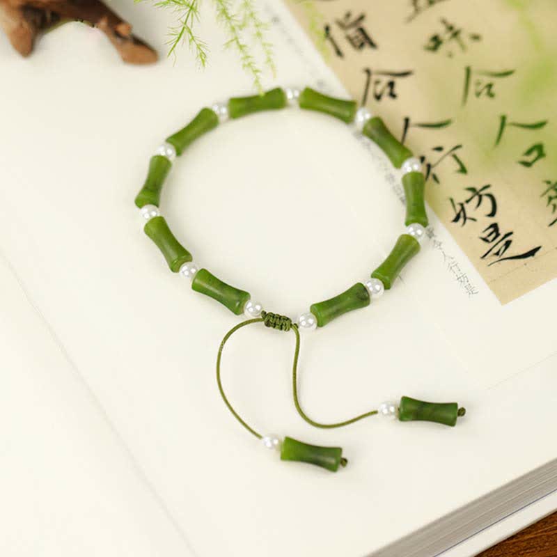 Bracciale Buddha Stones Natural Peridot Bamboo Pattern Love Peace - Image 2
