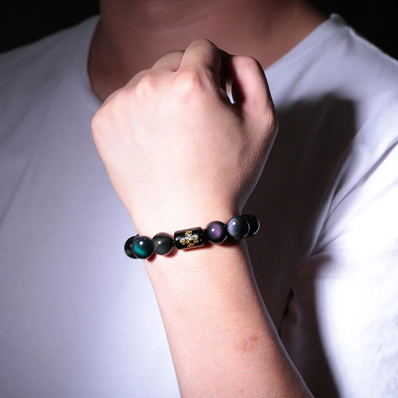 Bracciale Buddha Stones Natural Rainbow Obsidian Positive Transformation - Image 7