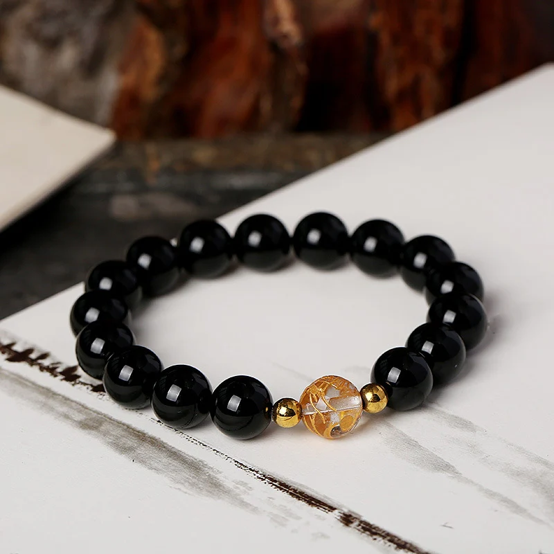 Bracciale Buddha Stones Naturale Ossidiana Nera Cristallo Bianco Onice Nero Forza Drago - Image 5