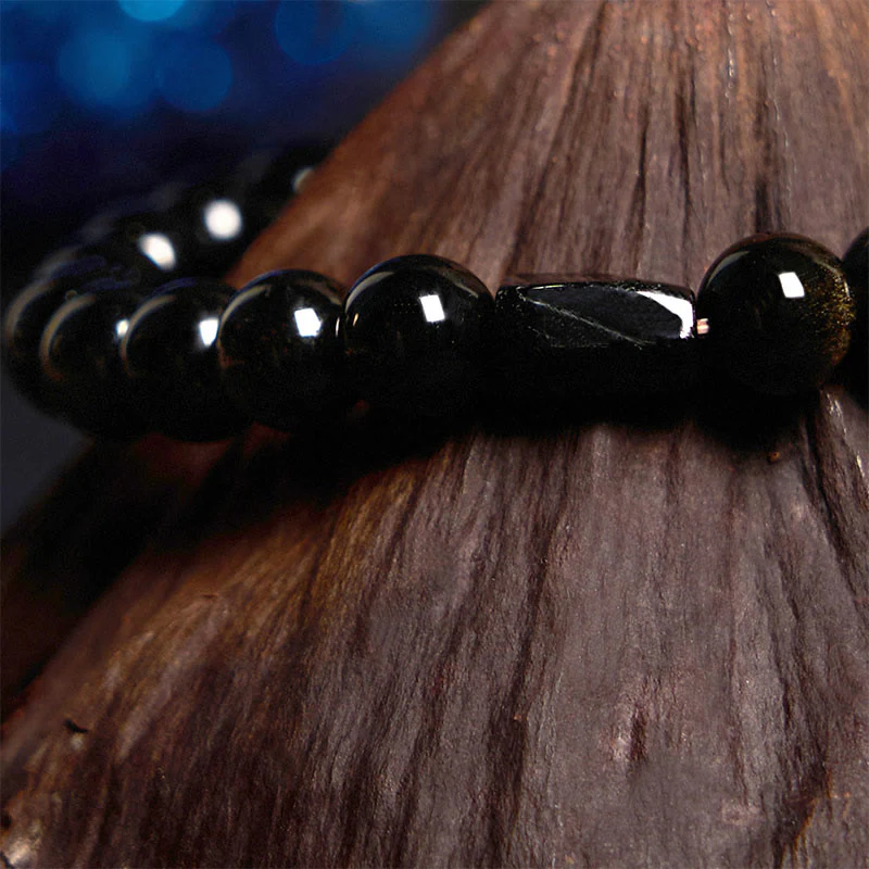 Bracciale Buddha Stones Oro Sheen Ossidiana Tormalina Nera Ricchezza - Image 3