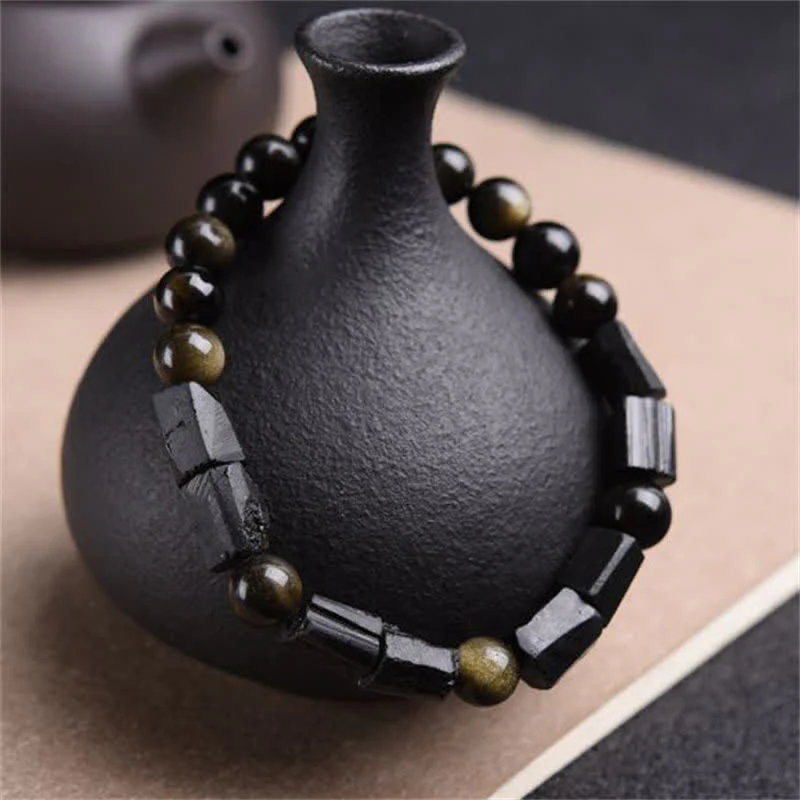Bracciale Buddha Stones Oro Sheen Ossidiana Tormalina Nera Ricchezza - Image 4