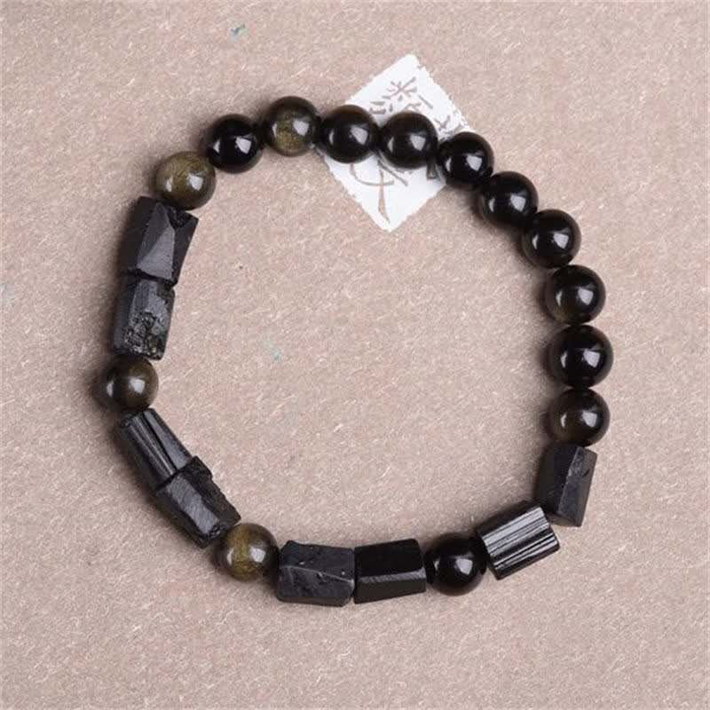 Bracciale Buddha Stones Oro Sheen Ossidiana Tormalina Nera Ricchezza - Image 5