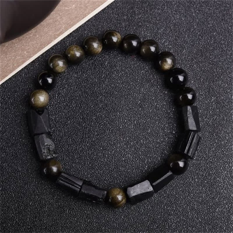 Bracciale Buddha Stones Oro Sheen Ossidiana Tormalina Nera Ricchezza - Image 7
