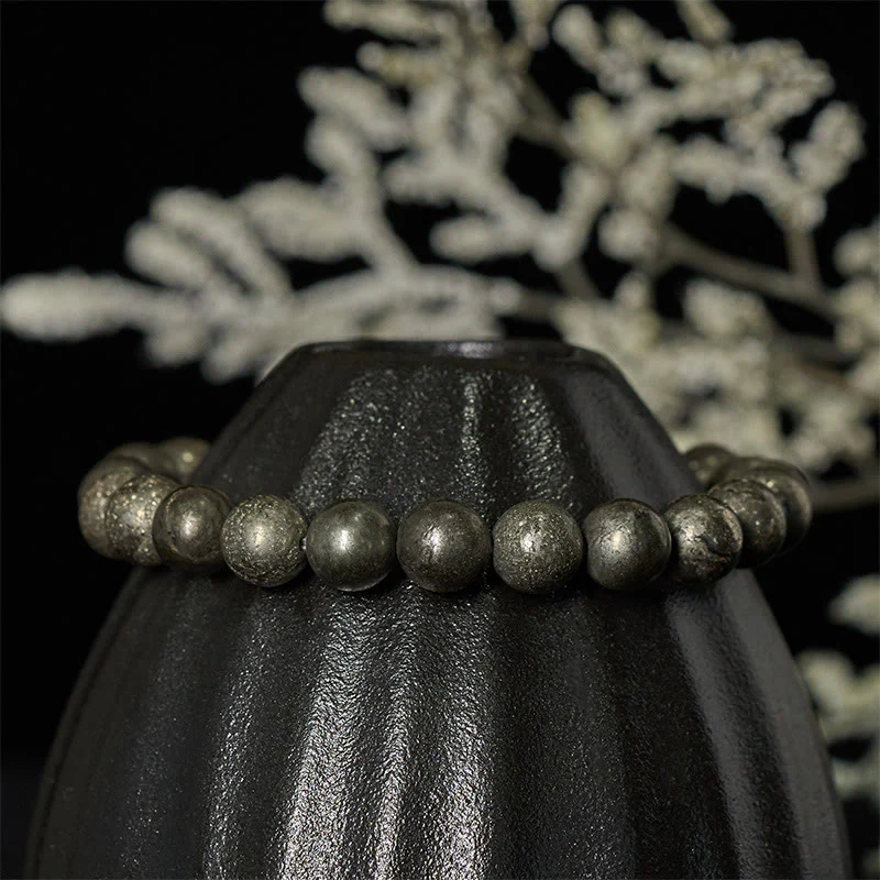 Bracciale Buddha Stones, perle rotonde di pirite, fiducia e abbondanza - Image 3