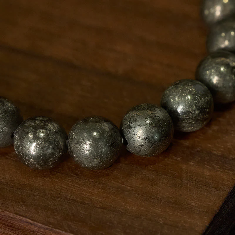 Bracciale Buddha Stones, perle rotonde di pirite, fiducia e abbondanza - Image 4